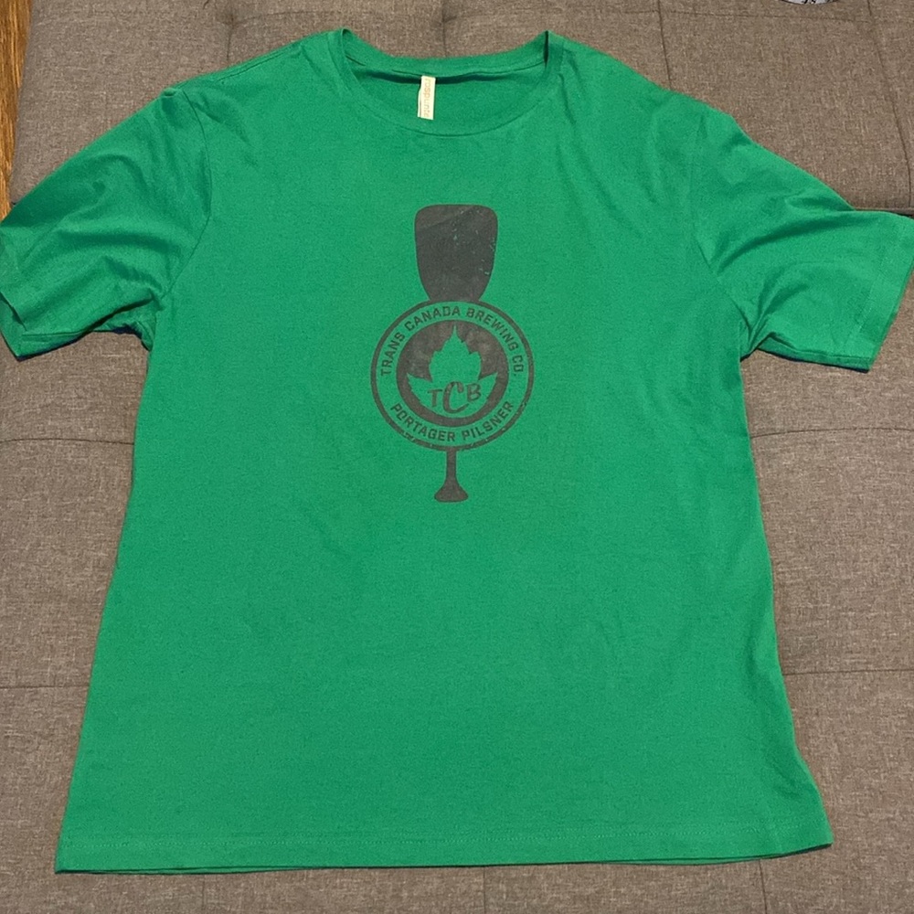 Trans Canada Brewing Company T-Shirt Size Mens Large Green Short Sleeve Winnipeg